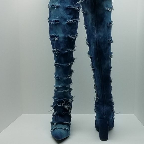 Denim Over the Knee Boots - Picture 2 of 2